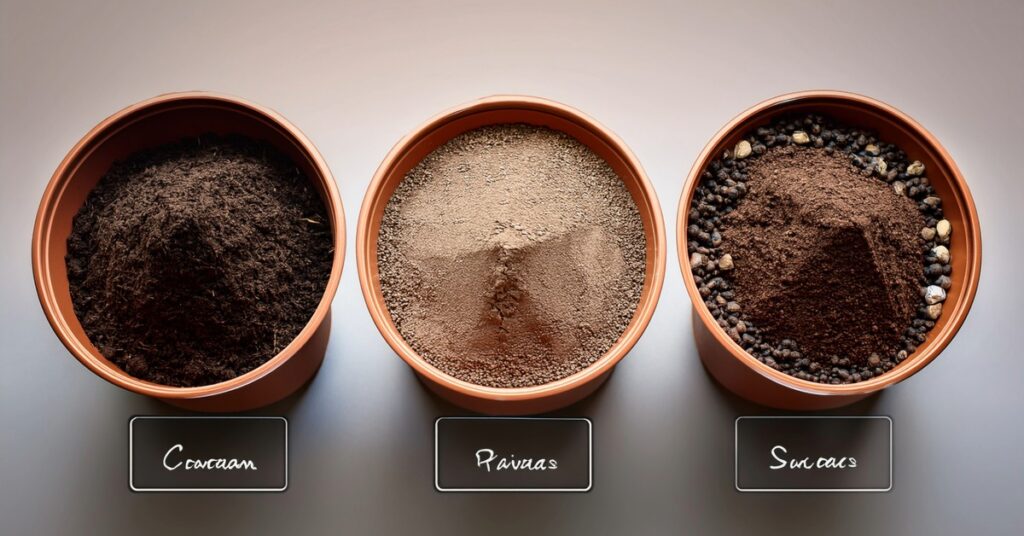 Comparison of different soil mixes for houseplants.